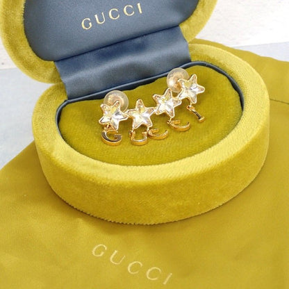 Gucci Script Logo Single Earring Included Gold Plated Star