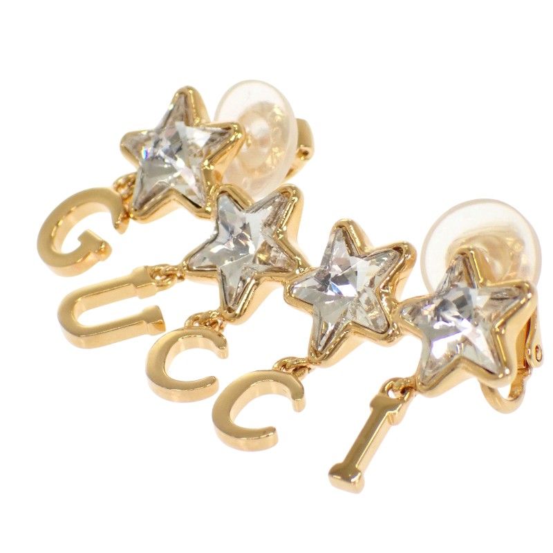 Gucci Script Logo Single Earring Included Gold Plated Star — view 4