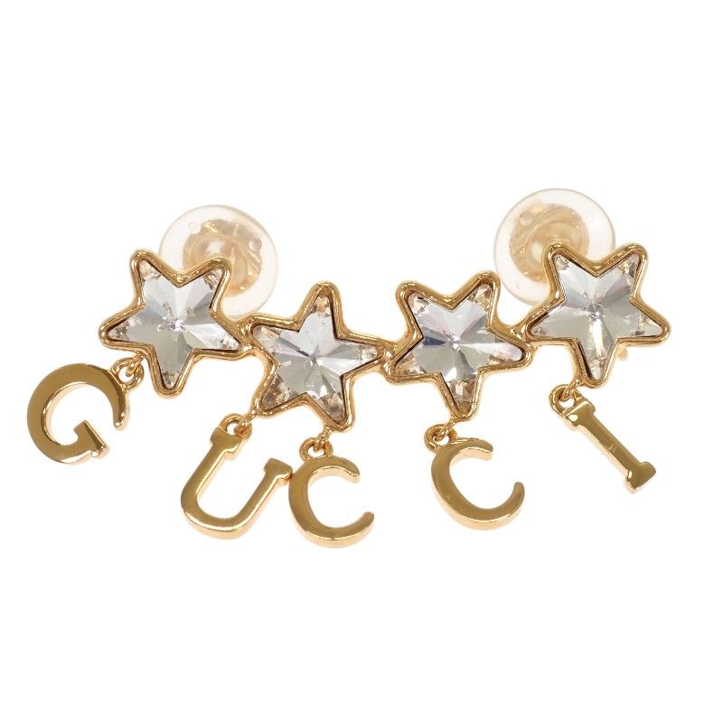 Gucci Script Logo Single Earring Included Gold Plated Star — view 2