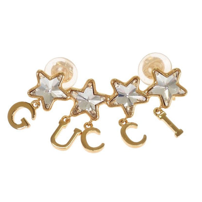 Gucci Script Logo Single Earring Included Gold Plated Star — view 2