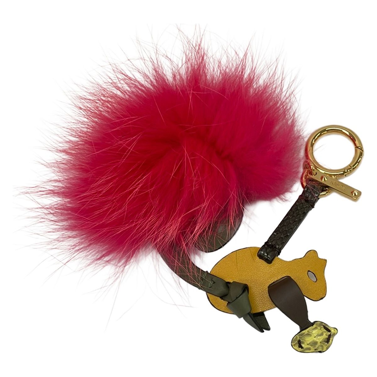 Fendi Key Holder Dark Yellow Pink Multi Squirrel Leather — view 2