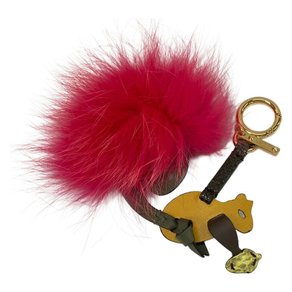 Fendi Key Holder Dark Yellow Pink Multi Squirrel Leather — view 2