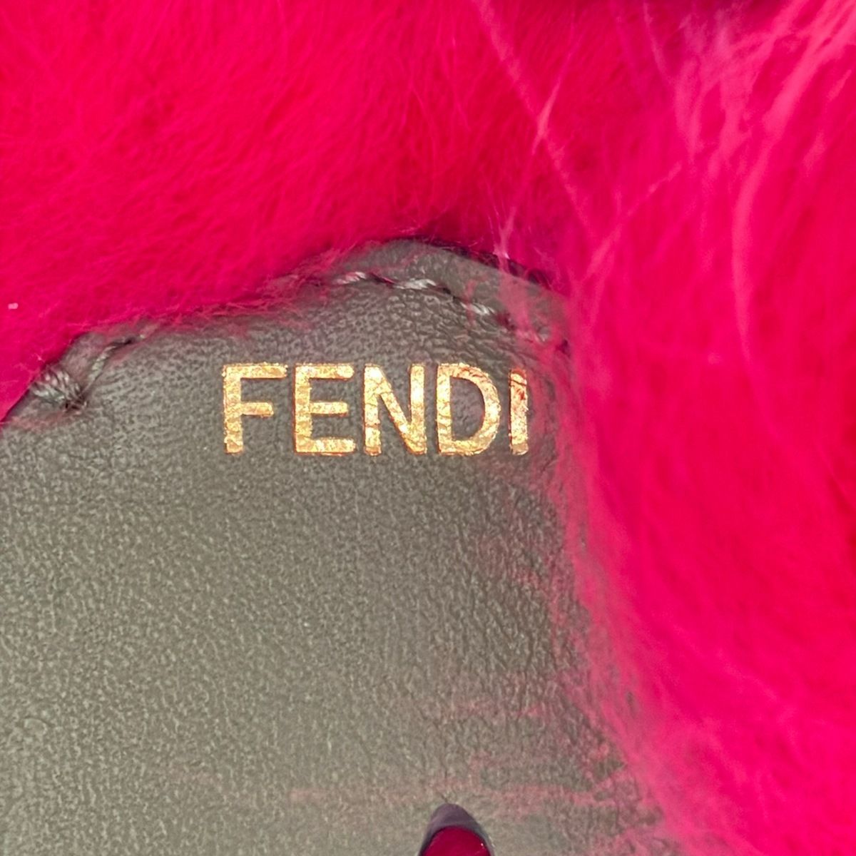 Fendi Key Holder Dark Yellow Pink Multi Squirrel Leather — view 3