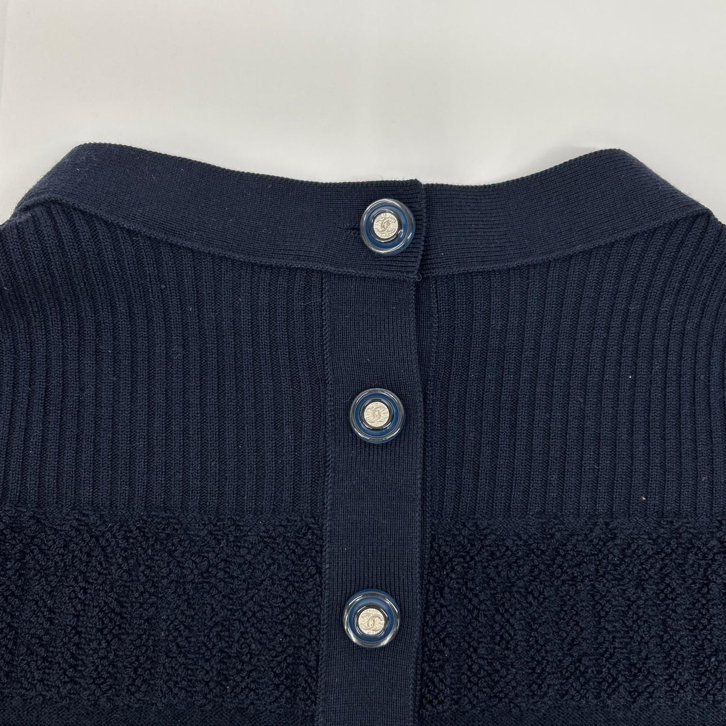 Chanel Navy Pile CC Logo Button Tosuri Bu Dress — view 6