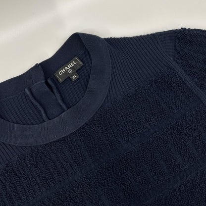 Chanel Navy Pile CC Logo Button Tosuri Bu Dress — view 4