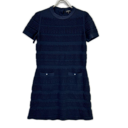 Chanel Navy Pile CC Logo Button Tosuri Bu Dress