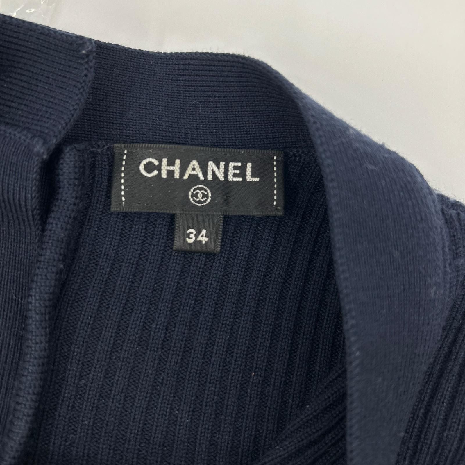 Chanel Navy Pile CC Logo Button Tosuri Bu Dress — view 3