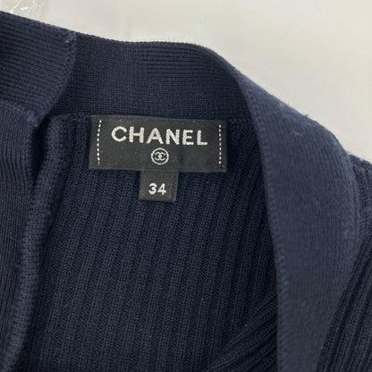 Chanel Navy Pile CC Logo Button Tosuri Bu Dress — view 3