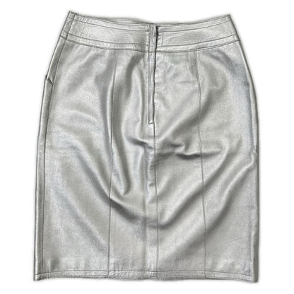 Chanel Silver Lambskin Tight Mini Skirt 38 — view 2