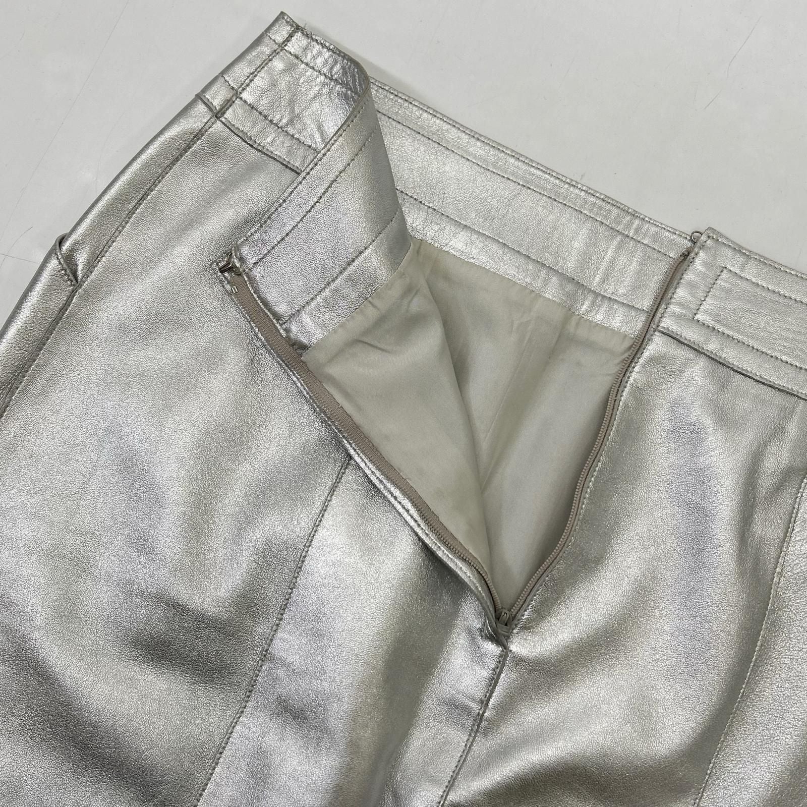 Chanel Silver Lambskin Tight Mini Skirt 38 — view 9