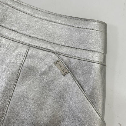 Chanel Silver Lambskin Tight Mini Skirt 38 — view 7