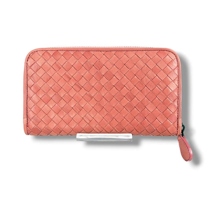 Bottega Veneta Intrecciato Leather Round Zippy Wallet Salmon Pink — view 3