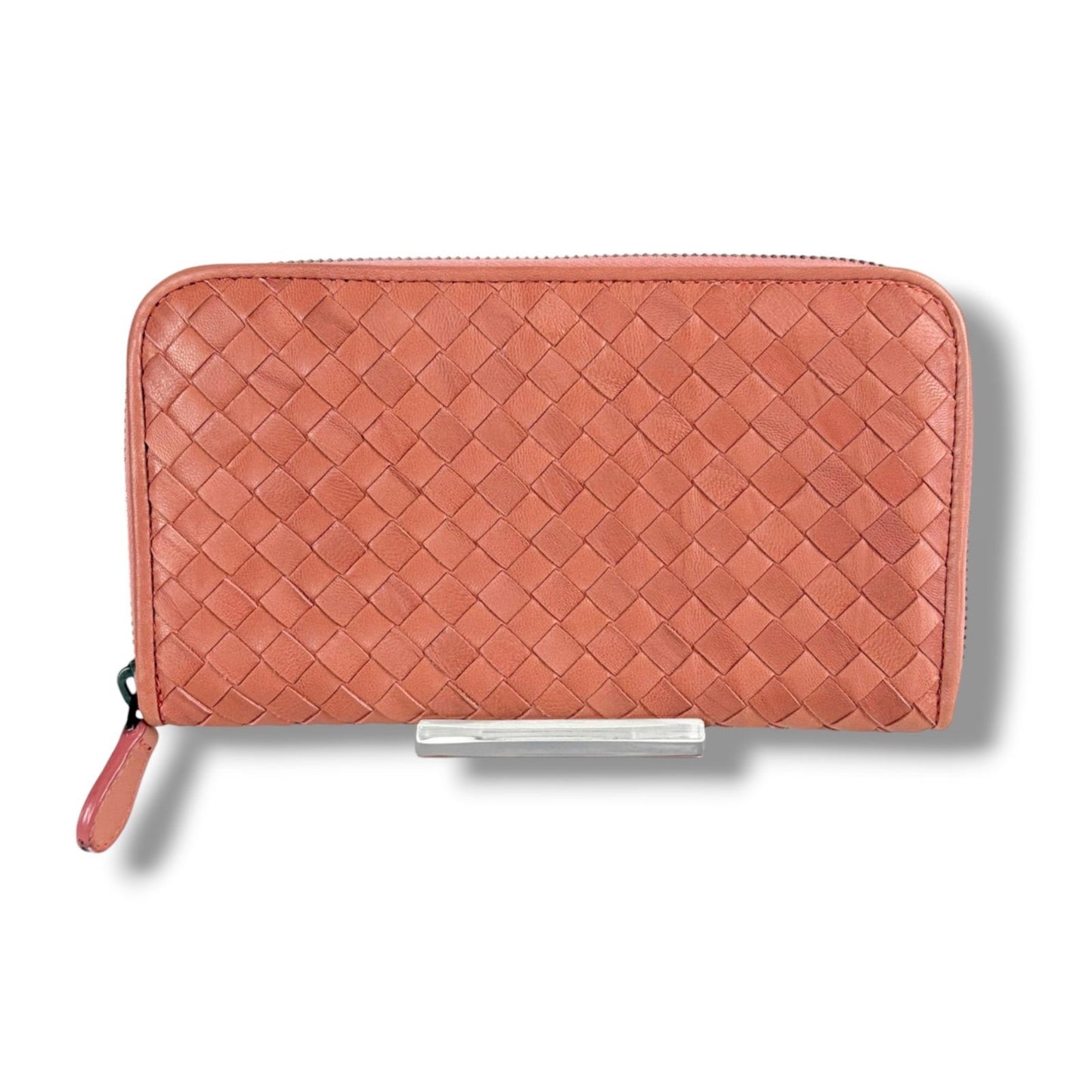 Bottega Veneta Intrecciato Leather Round Zippy Wallet Salmon Pink — view 2
