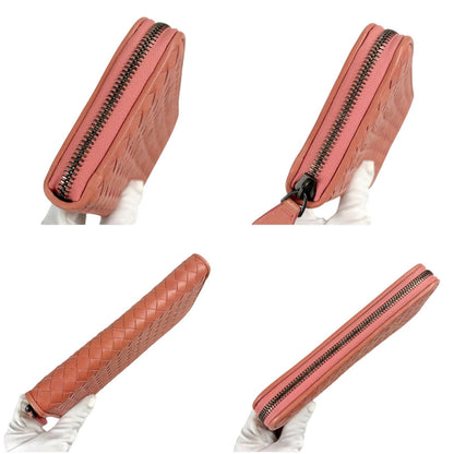 Bottega Veneta Intrecciato Leather Round Zippy Wallet Salmon Pink — view 6