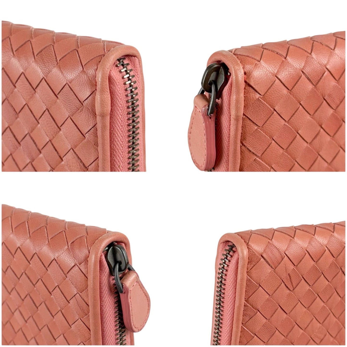 Bottega Veneta Intrecciato Leather Round Zippy Wallet Salmon Pink — view 5