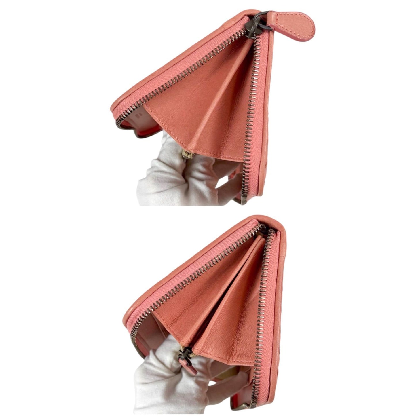 Bottega Veneta Intrecciato Leather Round Zippy Wallet Salmon Pink — view 7