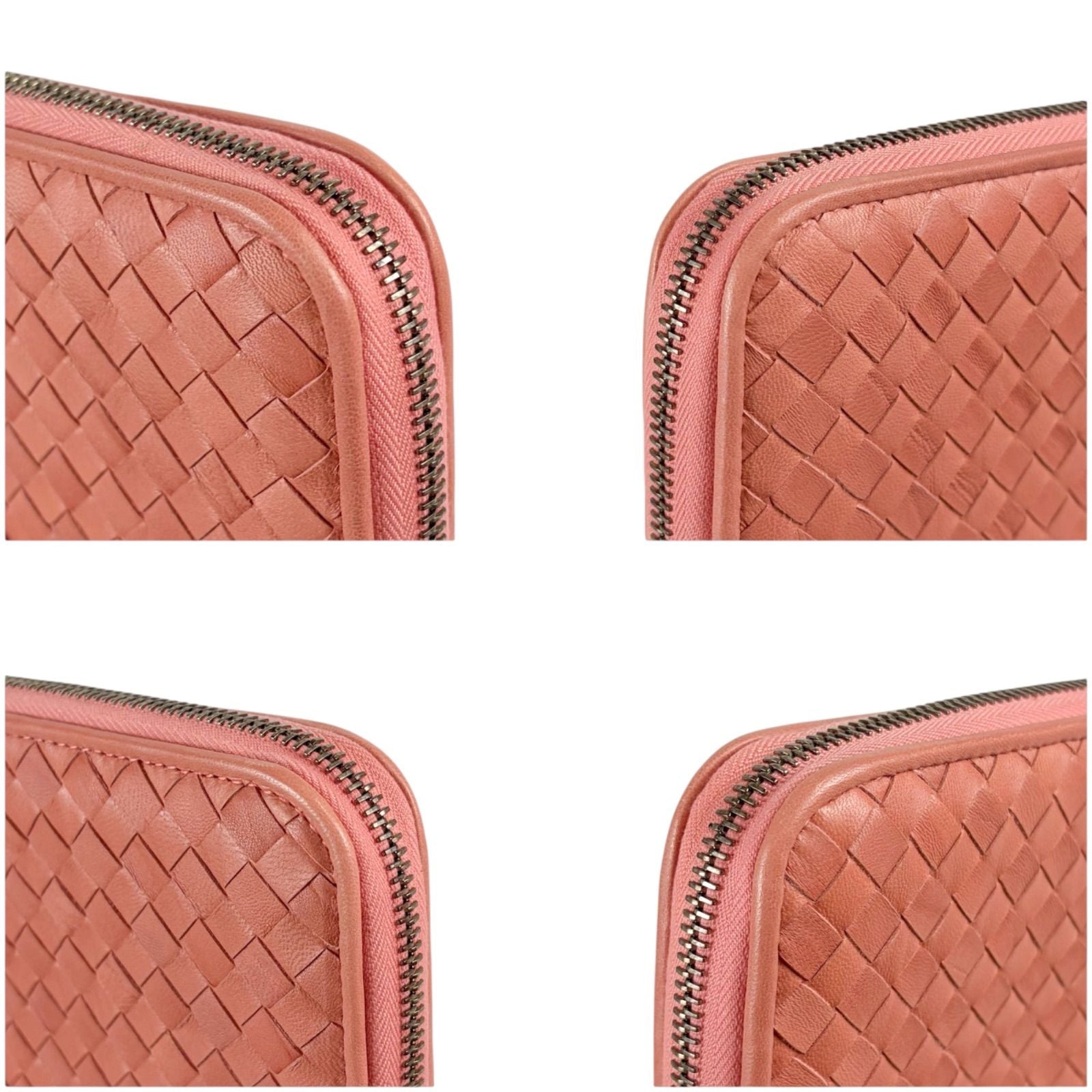 Bottega Veneta Intrecciato Leather Round Zippy Wallet Salmon Pink — view 4