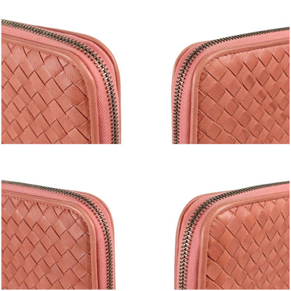 Bottega Veneta Intrecciato Leather Round Zippy Wallet Salmon Pink — view 4