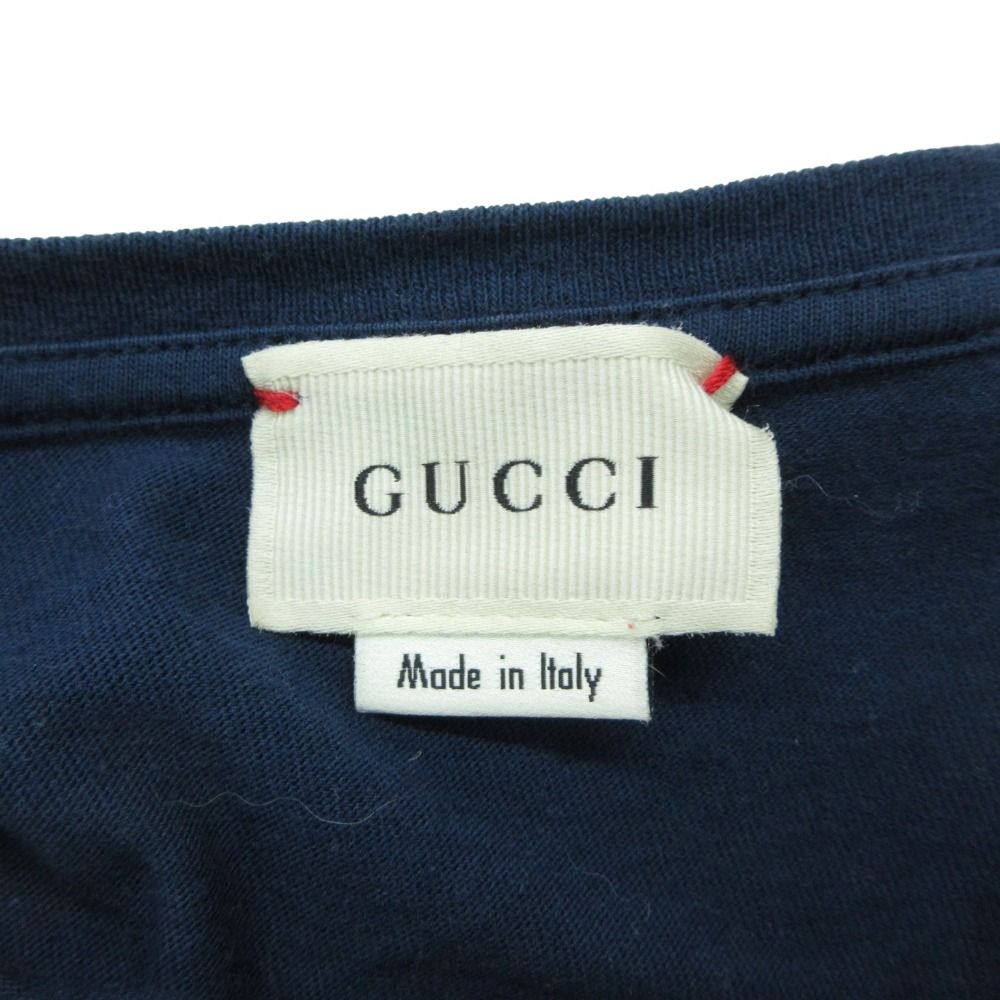 Gucci Long Sleeve T-Shirt Long T Wolf Logo Border Pattern Top Navy 12 — view 5