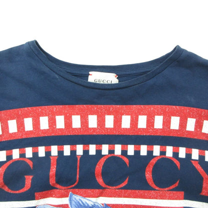 Gucci Long Sleeve T-Shirt Long T Wolf Logo Border Pattern Top Navy 12 — view 3