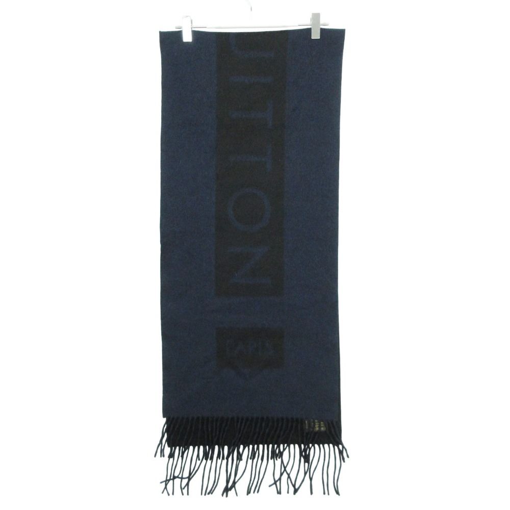 Louis Vuitton Scarf Cashmere Large Shawl Box Logo Line Fringe Black — view 2