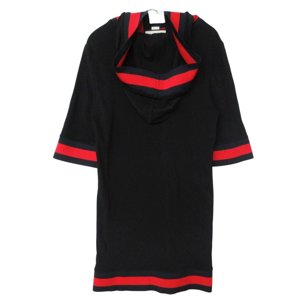 Gucci Dress Sherry Line Jersey Hooded 3/4 Sleeve Knee Length Half Stretch Black — view 2