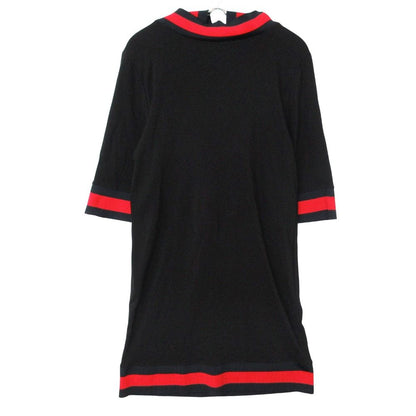 Gucci Dress Sherry Line Jersey Hooded 3/4 Sleeve Knee Length Half Stretch Black