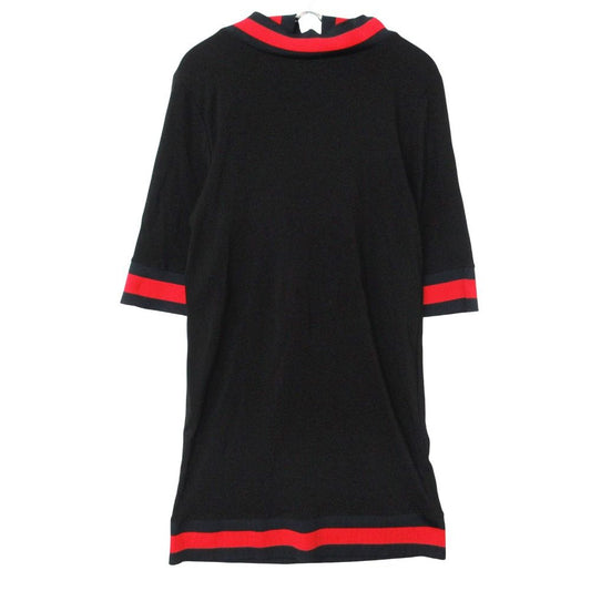 Gucci Dress Sherry Line Jersey Hooded 3/4 Sleeve Knee Length Half Stretch Black