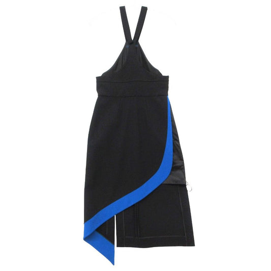 Louis Vuitton Dress Bicolor Halter Neck Sleeveless Asymmetric Long Black