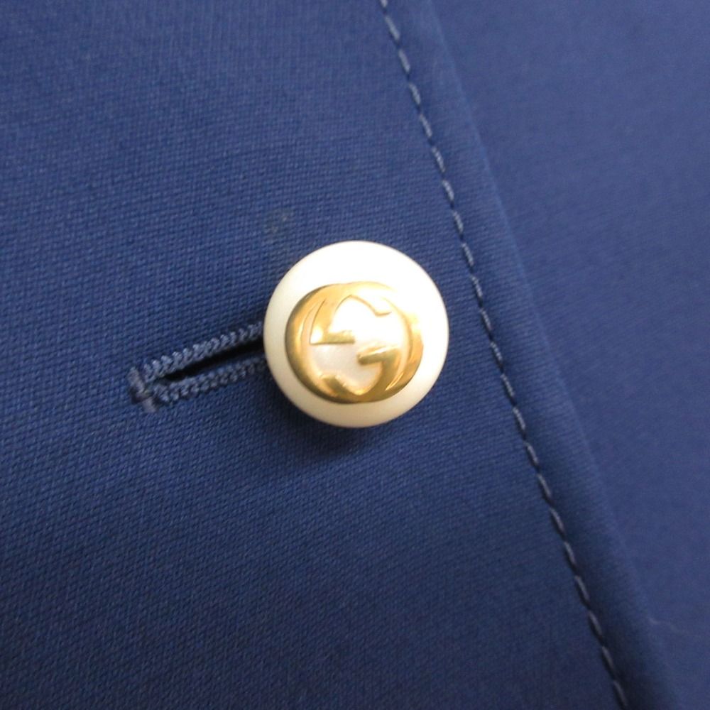Gucci Tailored Jacket Interlocking Pearl Button Blazer Outer Navy — view 4