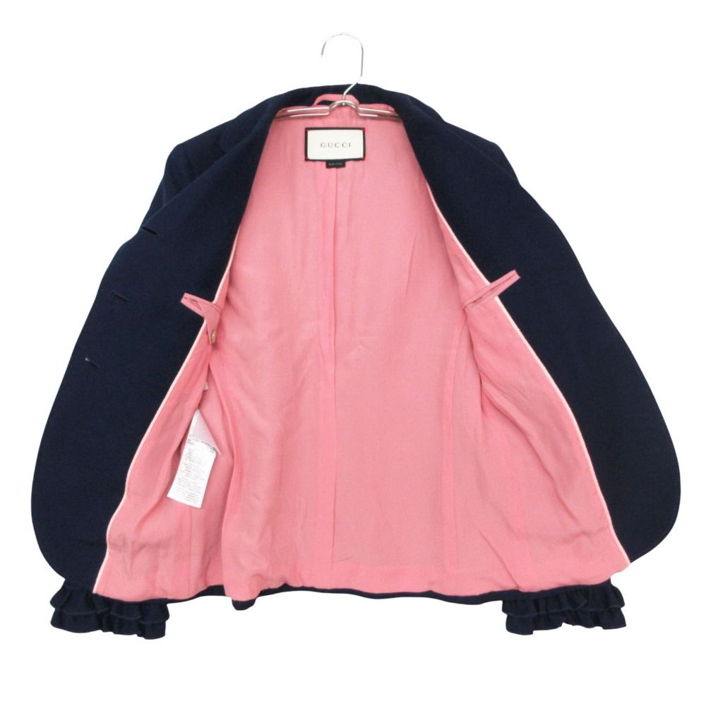 Gucci Tailored Jacket Interlocking Pearl Button Blazer Outer Navy — view 6
