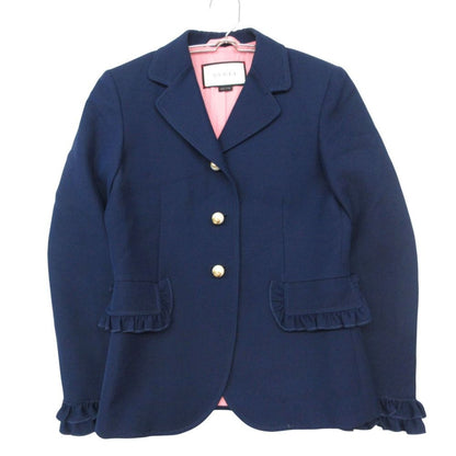 Gucci Tailored Jacket Interlocking Pearl Button Blazer Outer Navy