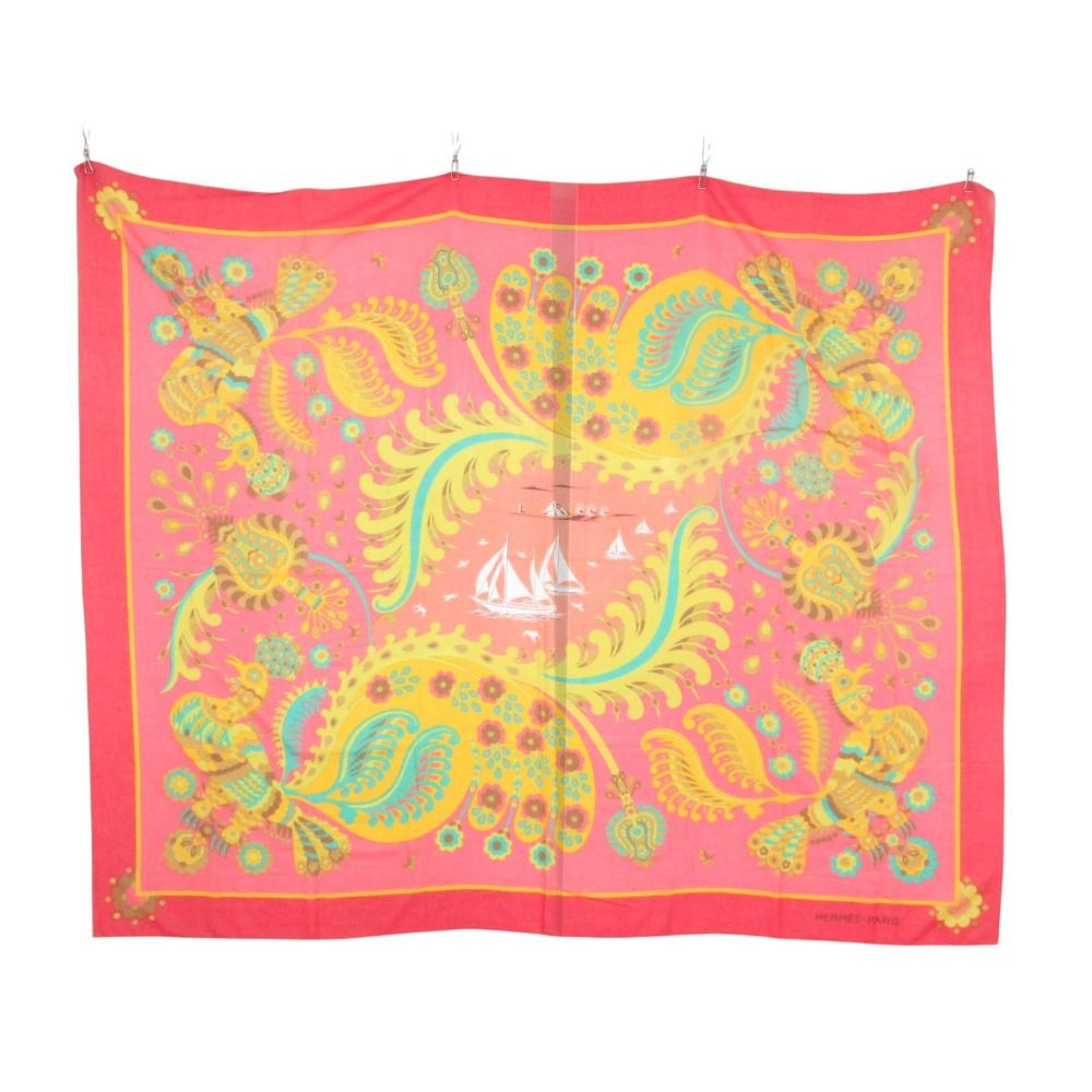 Hermes Scarf Pareo Large Shawl Interior Multicolor Skirt