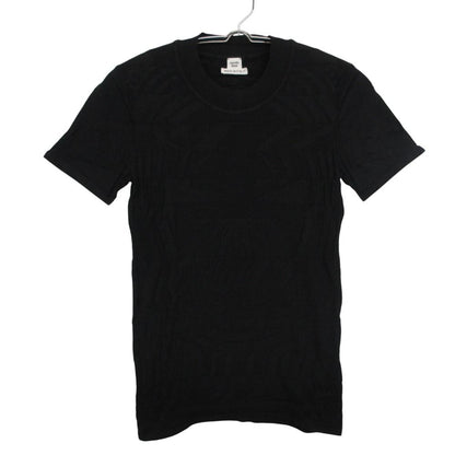 Hermes Top Knit Short Sleeve Silk Cotton Jacquard Embroidery Top Black Sweater