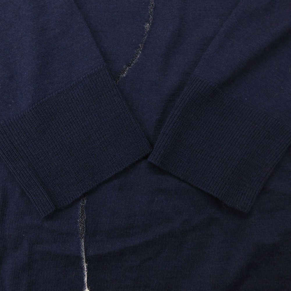 Dior Homme Daniel Arsham Knit Front Logo Crew Neck Sweater Long Sleeve Top Navy — view 7
