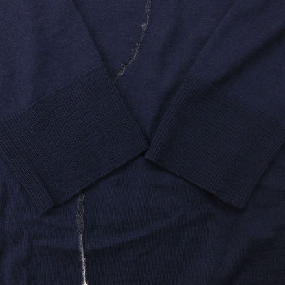 Dior Homme Daniel Arsham Knit Front Logo Crew Neck Sweater Long Sleeve Top Navy — view 7