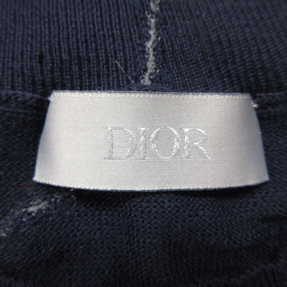 Dior Homme Daniel Arsham Knit Front Logo Crew Neck Sweater Long Sleeve Top Navy — view 3