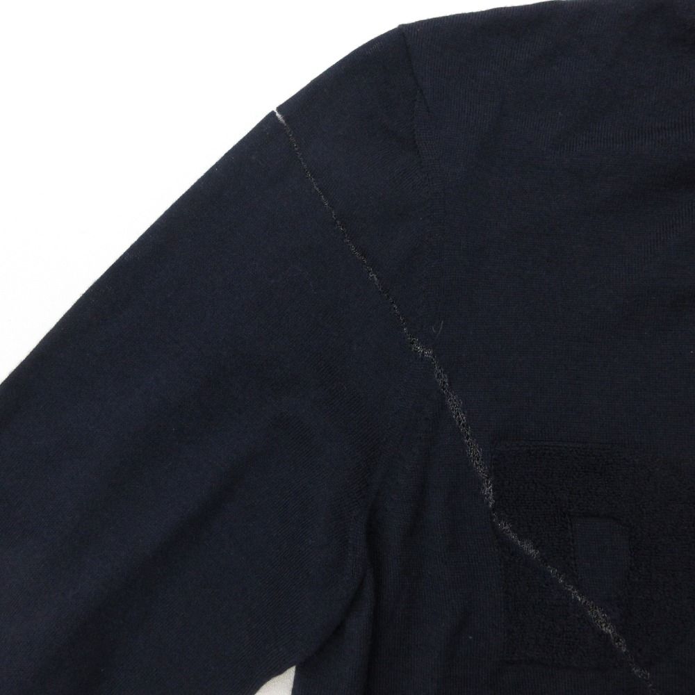 Dior Homme Daniel Arsham Knit Front Logo Crew Neck Sweater Long Sleeve Top Navy — view 6