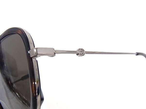Gucci Sunglasses Aviator Silver Brown Metal Acetate Teardrop Tortoiseshell — view 3