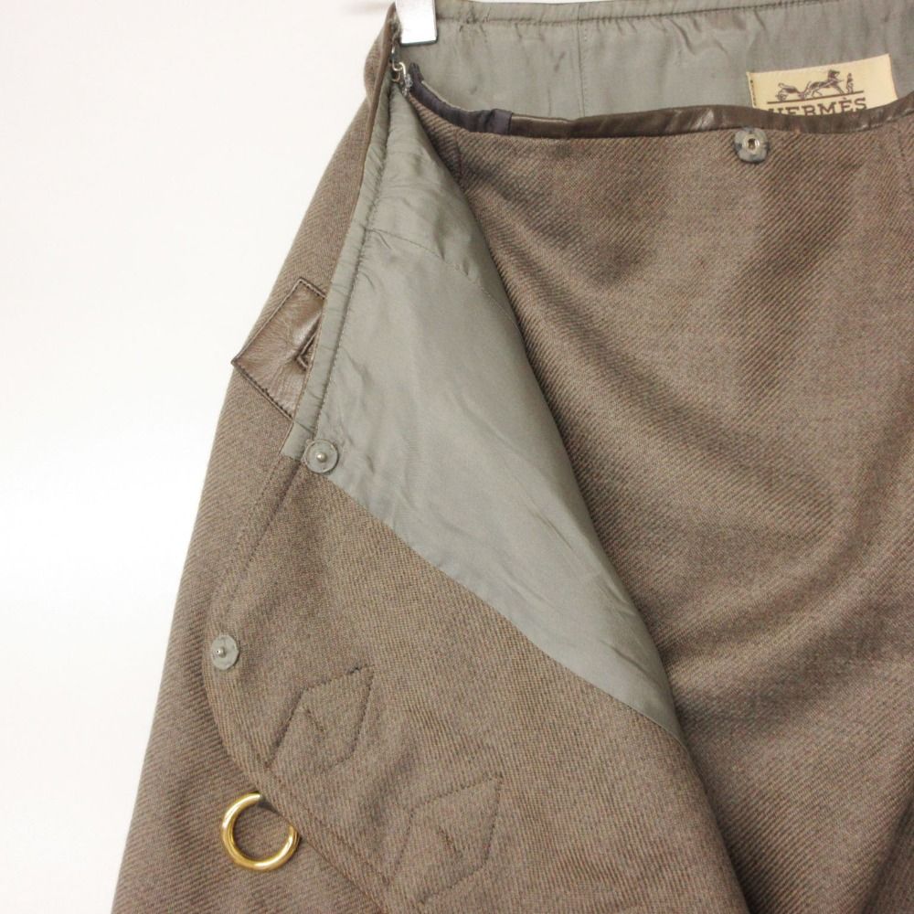 Hermes Skirt Wrap Leather Trimming Chaine D'ancre Gold Brown — view 8