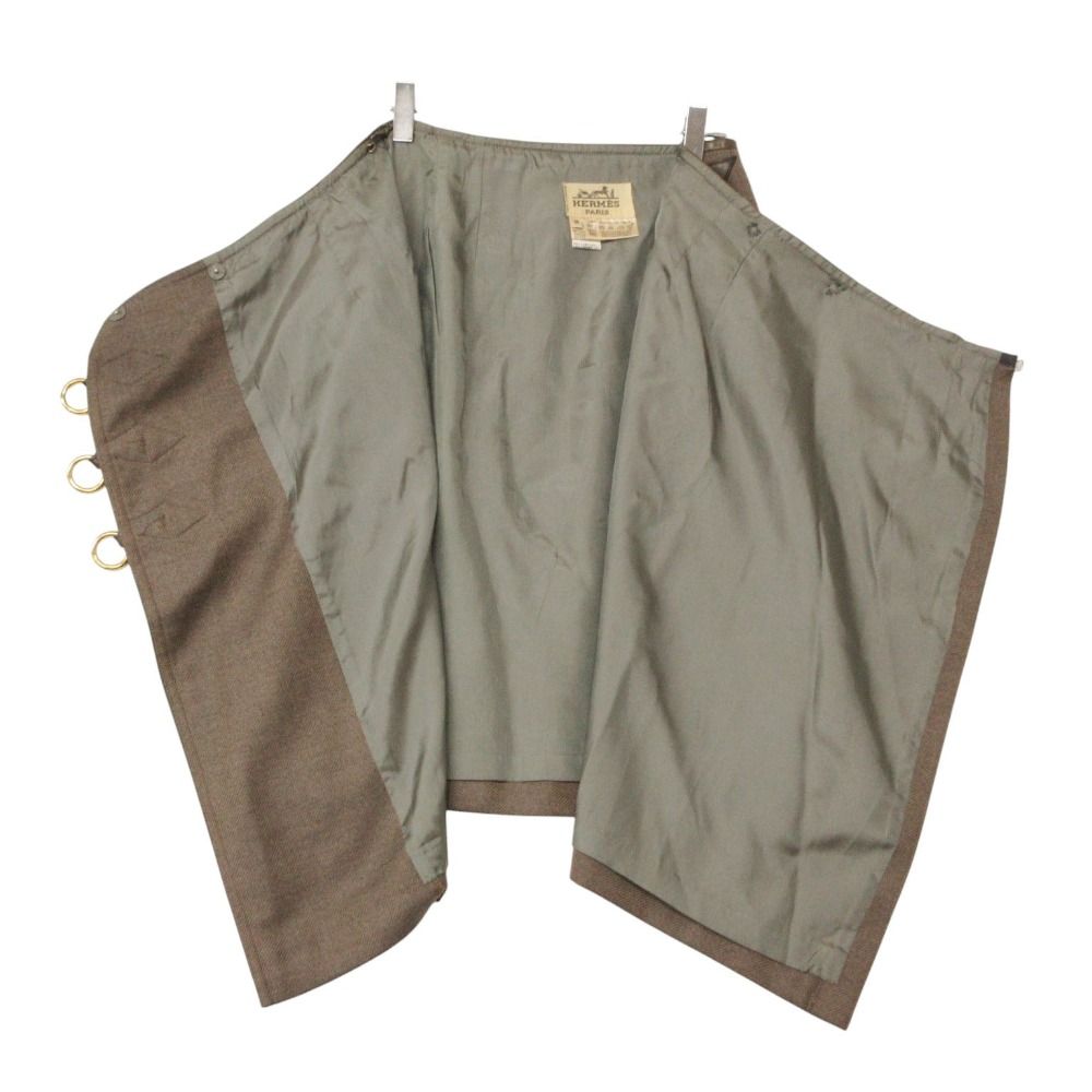 Hermes Skirt Wrap Leather Trimming Chaine D'ancre Gold Brown — view 5