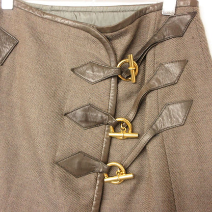 Hermes Skirt Wrap Leather Trimming Chaine D'ancre Gold Brown — view 3
