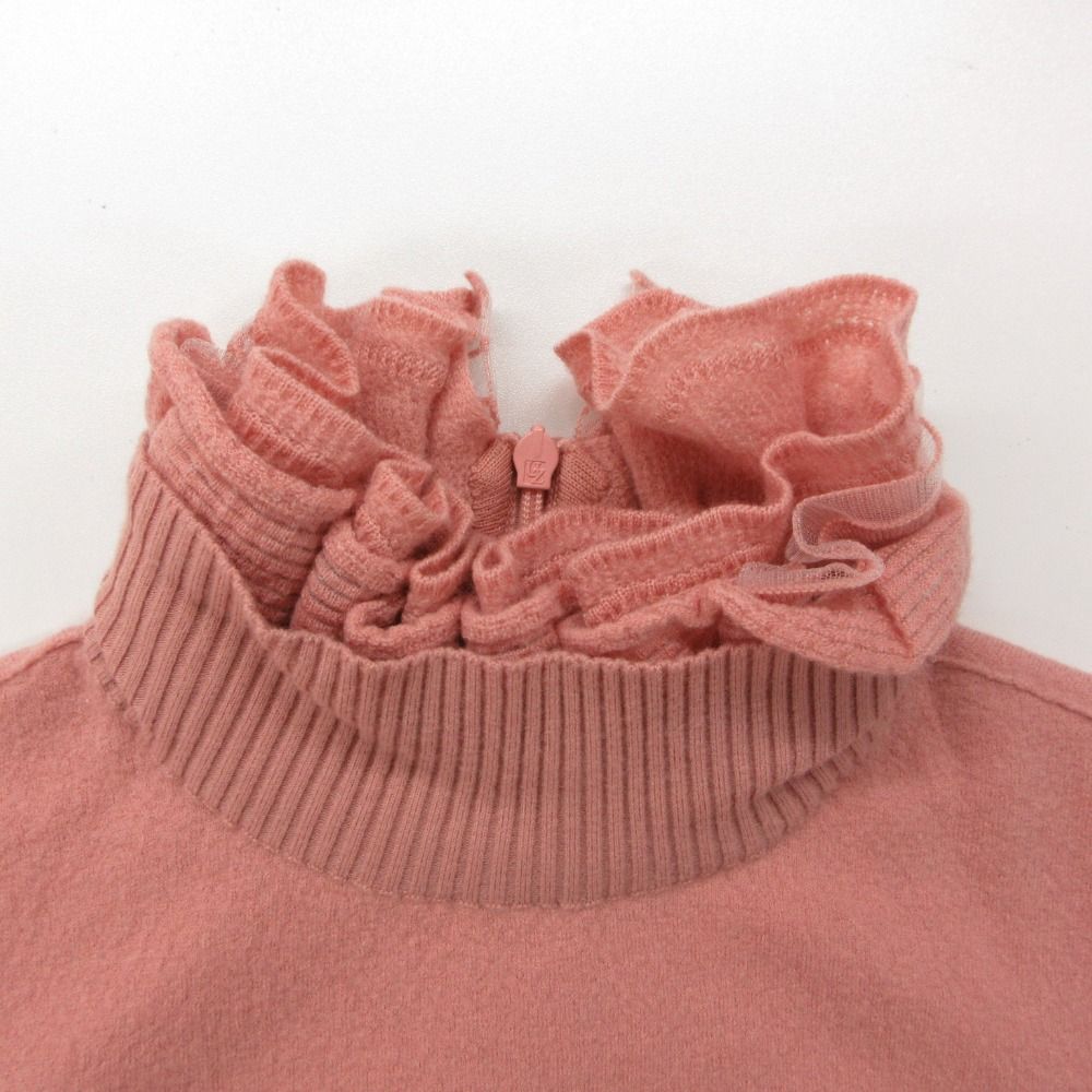 Chanel Knit Ruffles Tulle High Neck Sweater Long Sleeve Lion Gold Button Wool — view 5