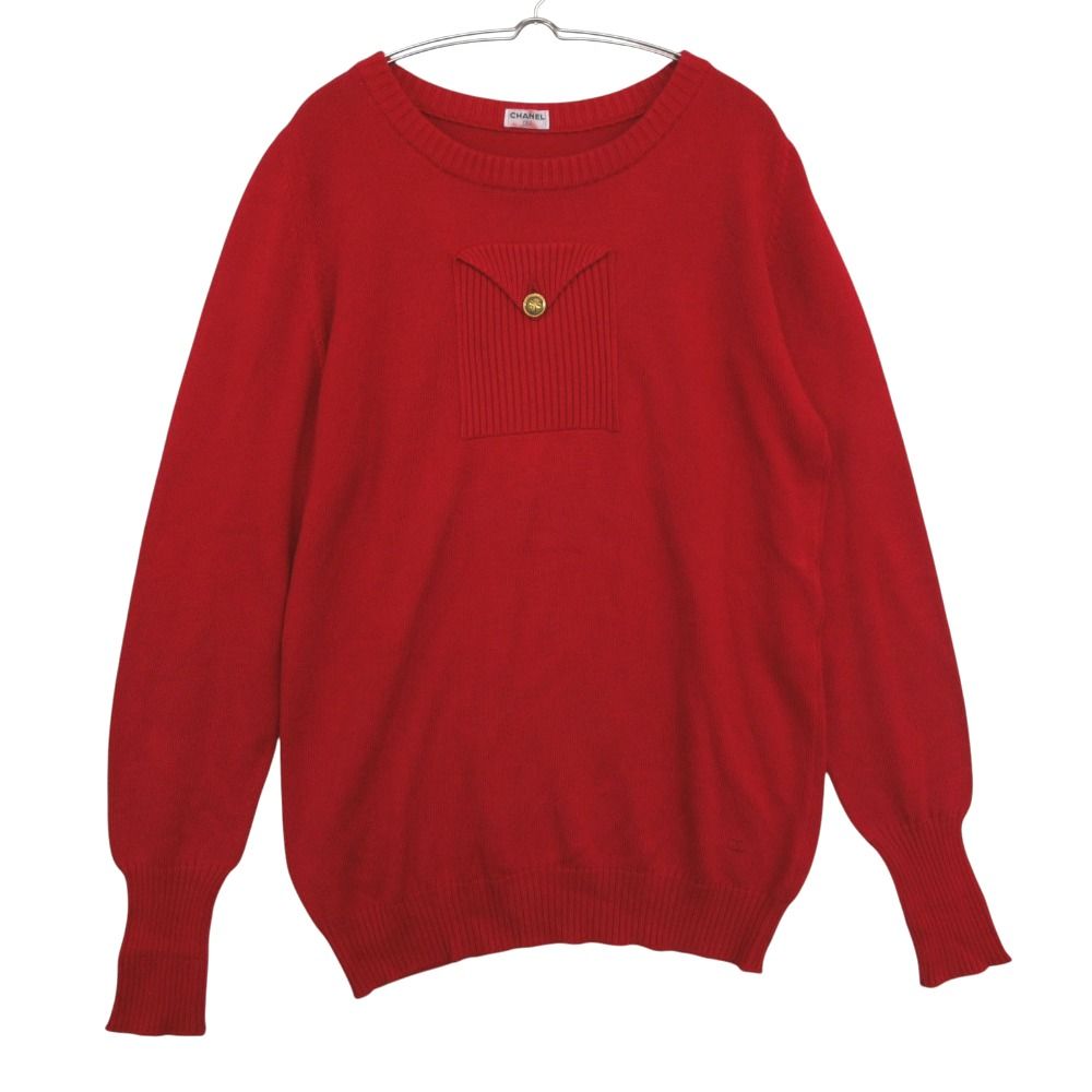 Chanel Knit Vintage Sweater Long Sleeve Long Length Tunic with Pocket Clover