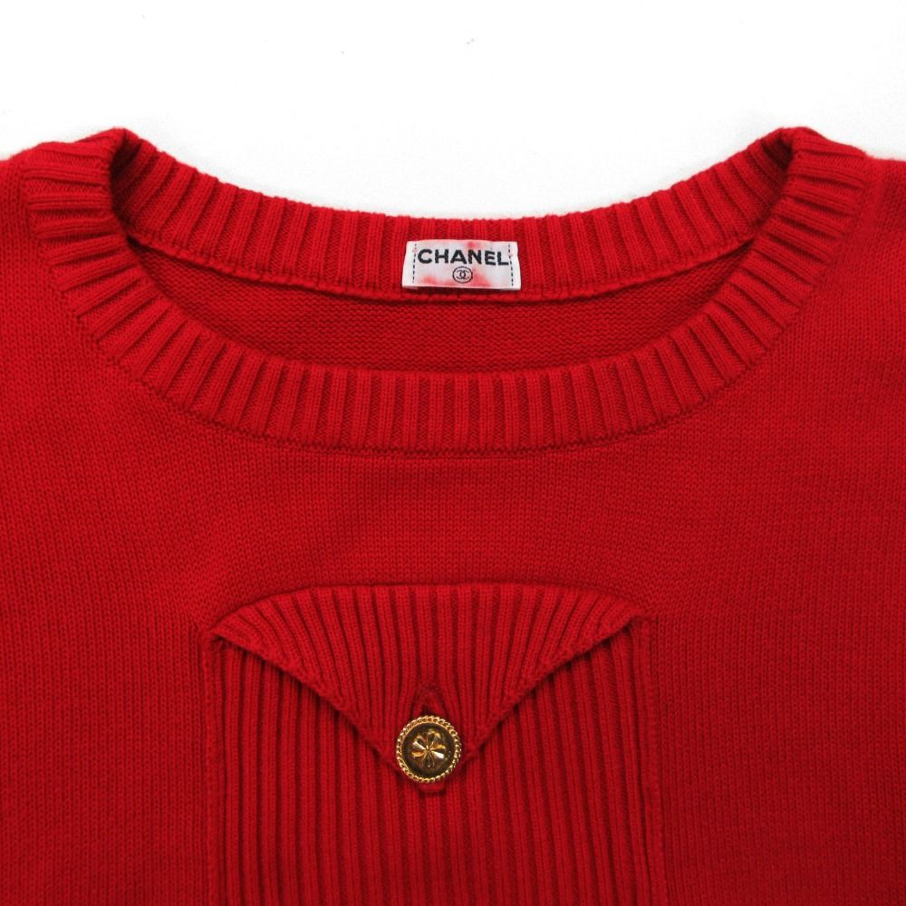 Chanel Knit Vintage Sweater Long Sleeve Long Length Tunic with Pocket Clover — view 5