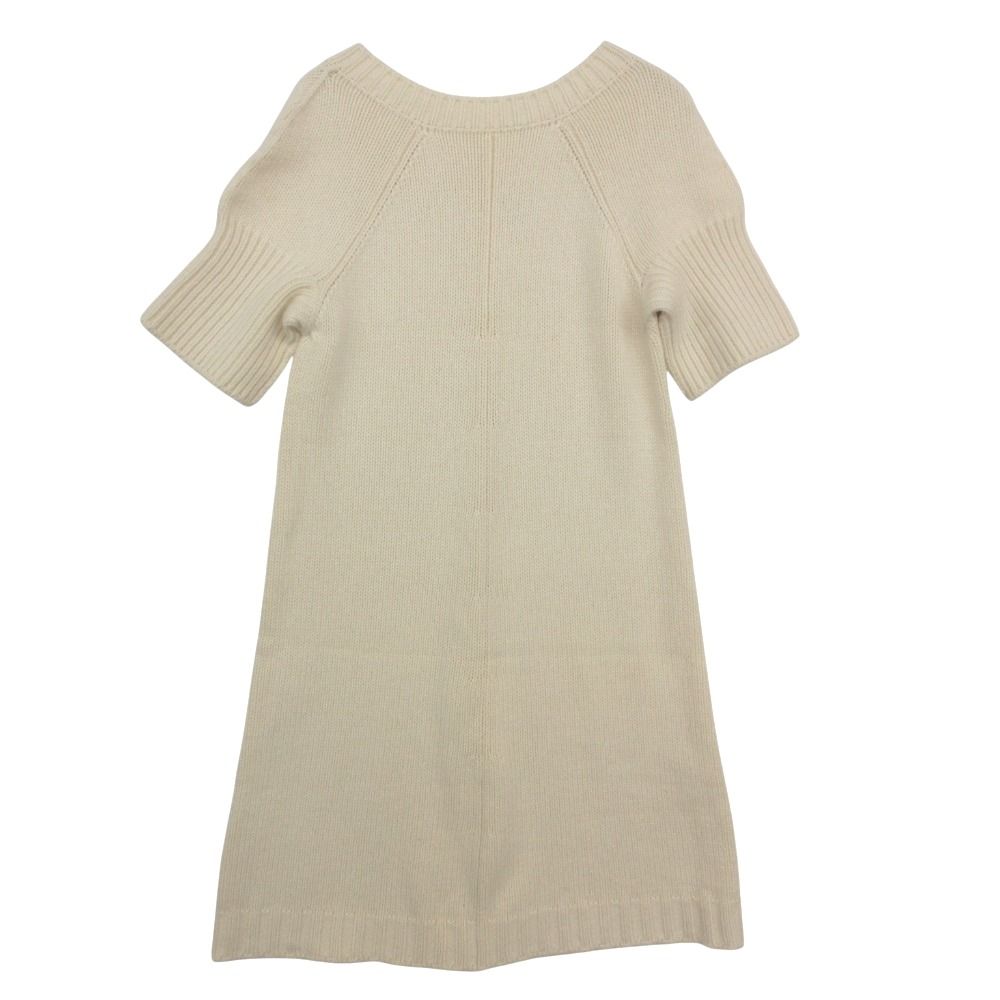 Hermes Dress Cashmere Knit Short Sleeve Neck Pullover Off White — view 2