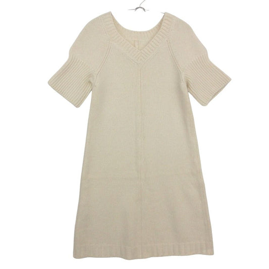Hermes Dress Cashmere Knit Short Sleeve Neck Pullover Off White