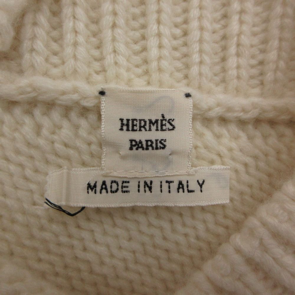 Hermes Dress Cashmere Knit Short Sleeve Neck Pullover Off White — view 3