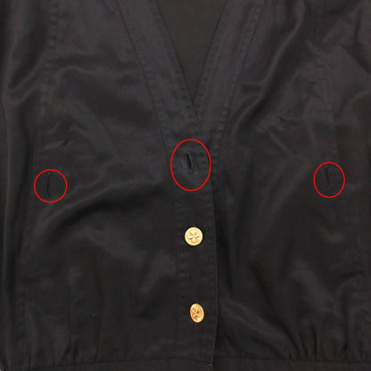Chanel Dress Vintage Shirt Long Sleeve V-neck Clover Gold Button Black — view 5