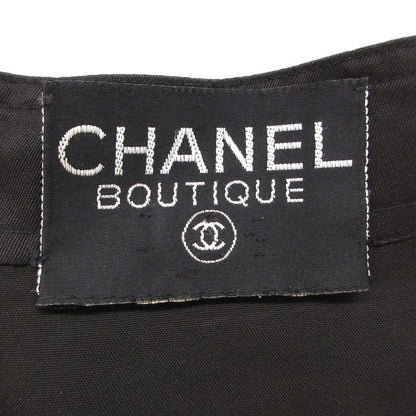 Chanel Dress Vintage Shirt Long Sleeve V-neck Clover Gold Button Black — view 3